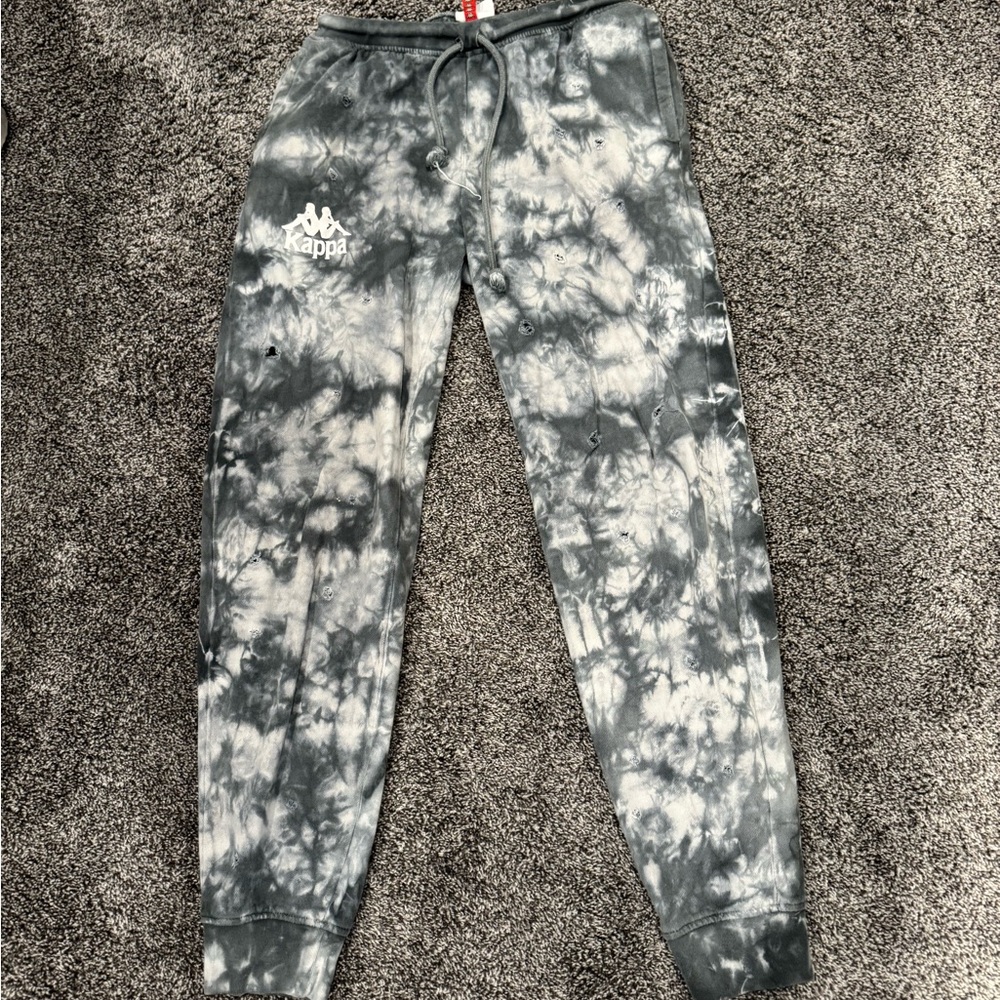 Kappa Black & White Tie-Dye Track Joggers